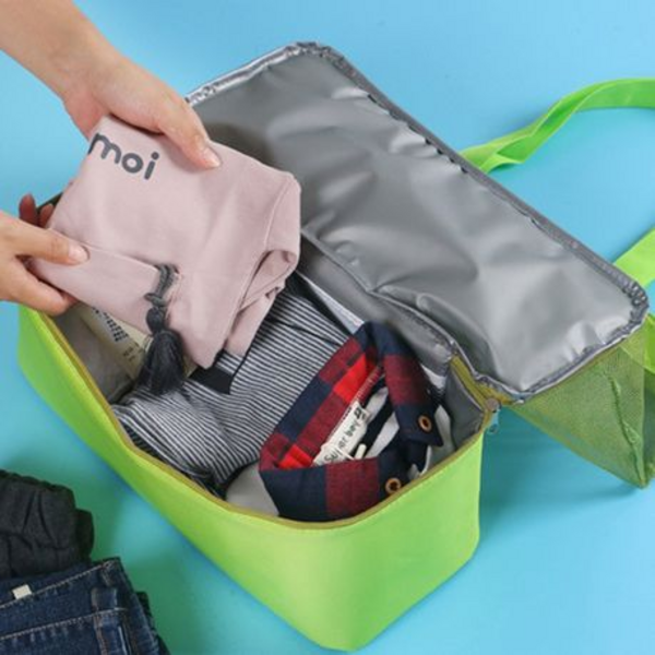 Mesh Beach Bag with Detachable Insulated Cooler - Green
