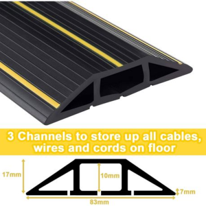 Heavy Duty 3m PVC Cable Floor Cover - 3 Channels with Yellow Safety Lines - Image 4