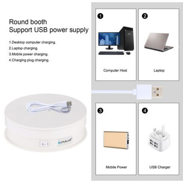 PULUZ 15cm USB Powered Photography Turntable