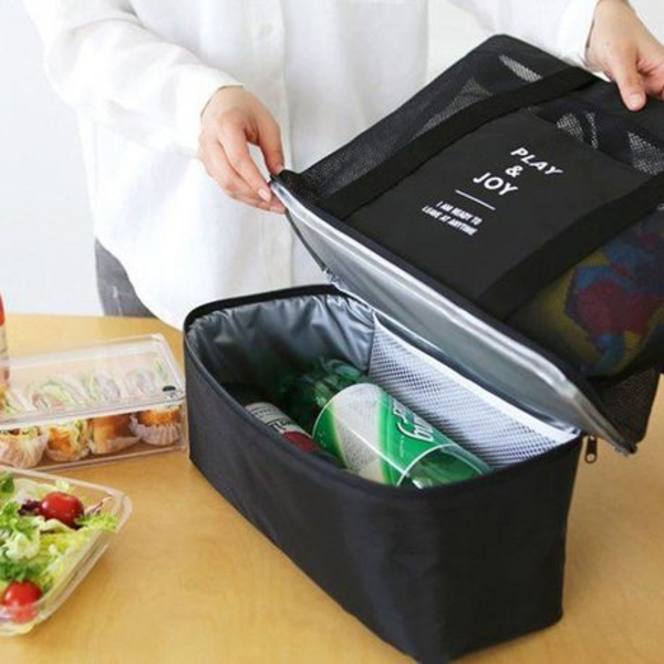 Mesh Beach Bag with Detachable Insulated Cooler
