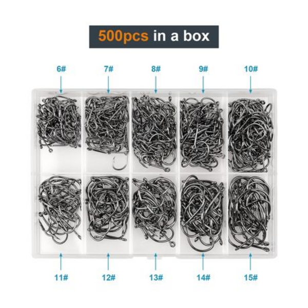 500 Pieces Fishing Hooks with 20m 35LB Hook Link