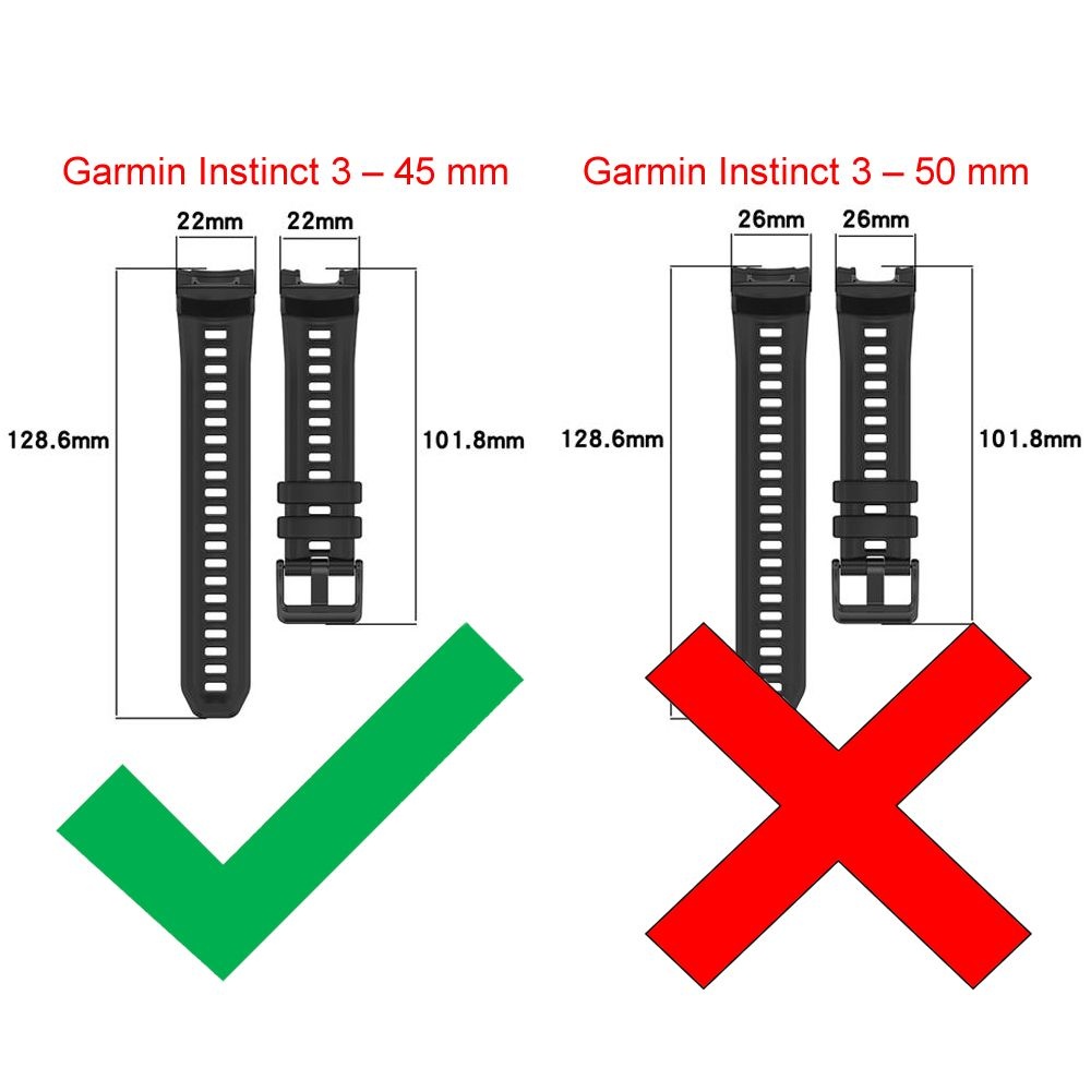 LOBO Silicone Strap Compatible With Garmin Instinct 3 - 45mm Models