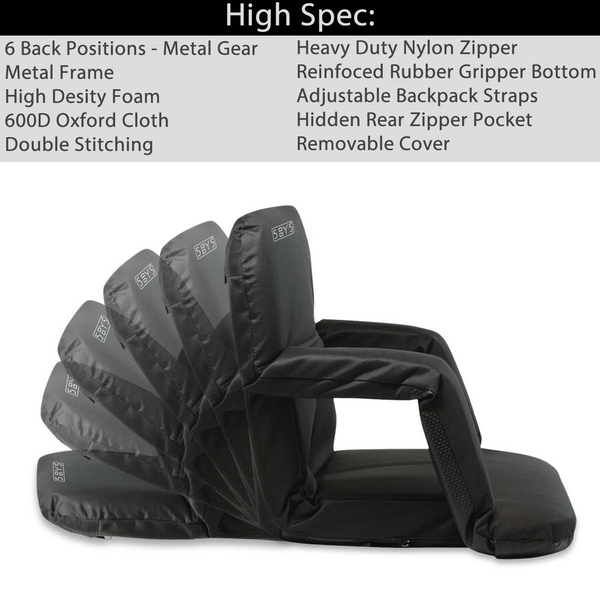 5by5 Padded Stadium Chair With Armrests & Back Support - Standard Width