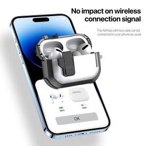 Dux Ducis TPU+PC Case & Carabiner for Apple Pods Pro 2 (PECN Series) - Black, Transparent & White - Image 4