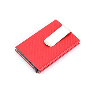 T4U Pop-Up Card Holder with RFID Protection - Red Carbon Finish