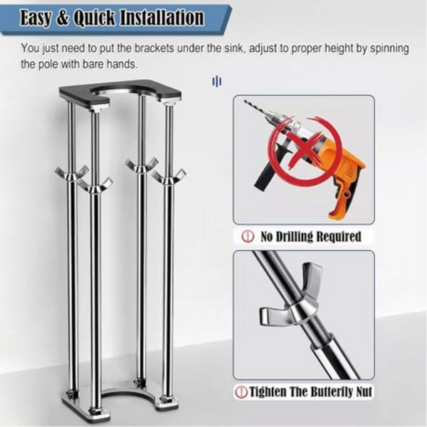 Adjustable Under-Sink/Basin Shelf Support Bracket U-Shape (56-66cm)