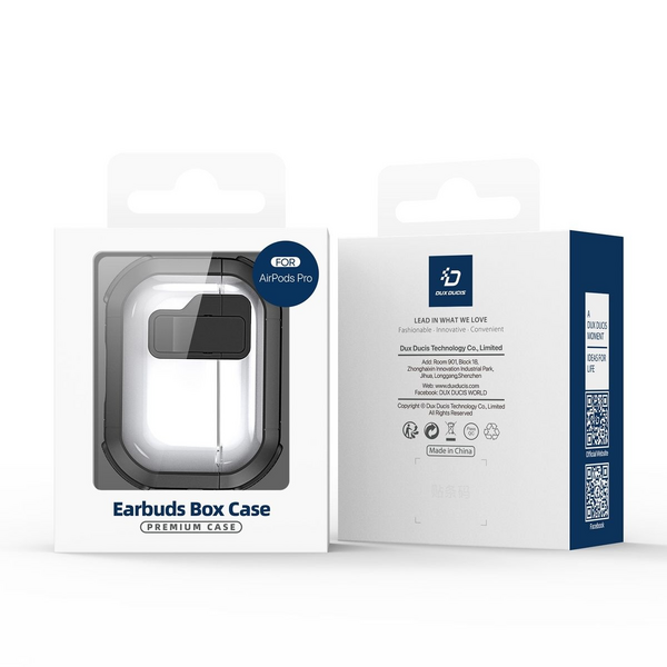 Dux Ducis TPU+PC Case & Carabiner for Apple Pods Pro 2 (PECN Series) - Black, Transparent & White