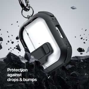 Dux Ducis TPU+PC Case & Carabiner for Apple Pods Pro 2 (PECN Series) - Black, Transparent & White - Image 3