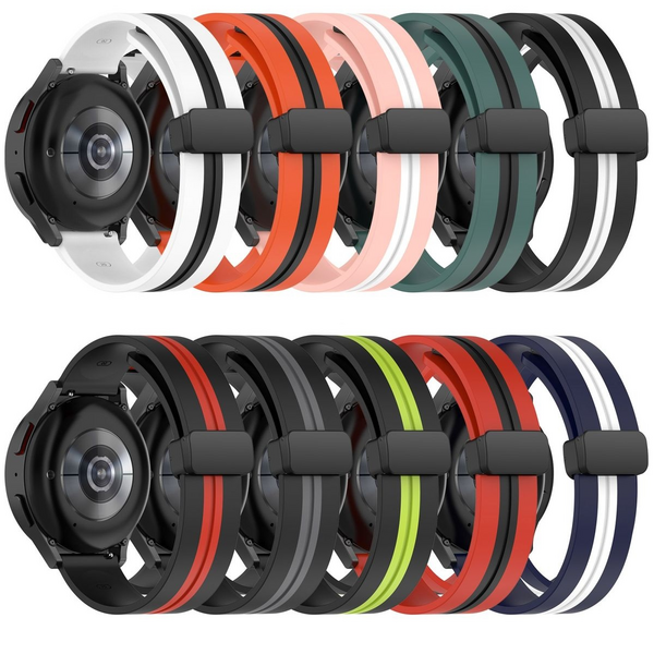 LOBO 20mm Two-Tone Strap With Magnetic Clasp For Garmin - Red & Black