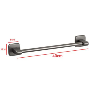 40cm Towel Rail with Strong Adhesive Tabs - No Drill - Dark Grey - Image 3