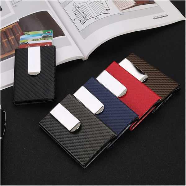 T4U Pop-Up Card Holder with RFID Protection - Red Carbon Finish