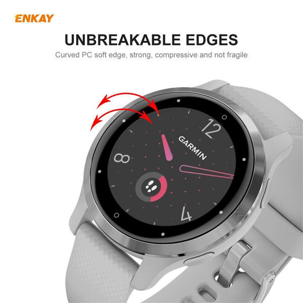 2x ENKAY Screen Protectors with 3D Edge for Garmin Venu 2S / Vivoactive 4S