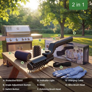 Electric BBQ Grill Brush Cleaner - 3-Speed - 20kg Torque USB-C Rechargeable - Image 5