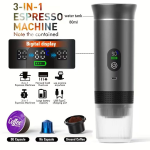 Portable 3-in-1 Espresso Maker 20 Bar - Hot/Cold, USB-C (Grey) - Image 2