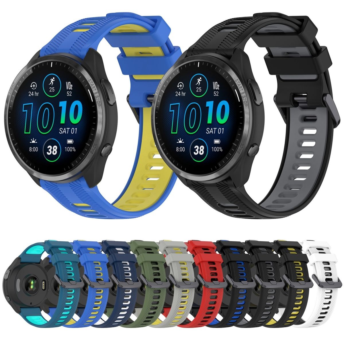 LOBO 22mm Two-Tone Silicone Watch Strap For Garmin Forerunner 965 - Image 5