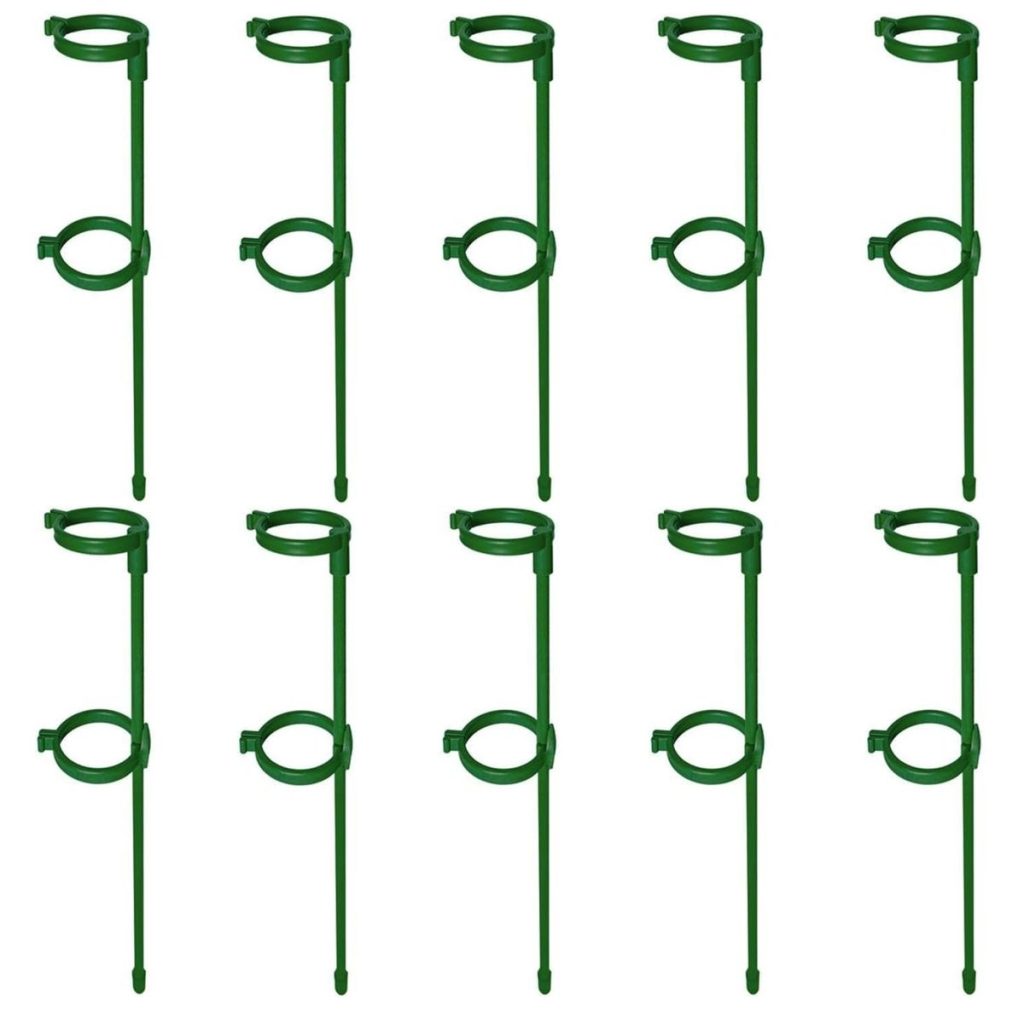 Plant Support Stakes with 20 Clips - Stem Support Rings - 10 Pack