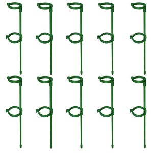 Plant Support Stakes with 20 Clips - Stem Support Rings - 10 Pack - Image 1