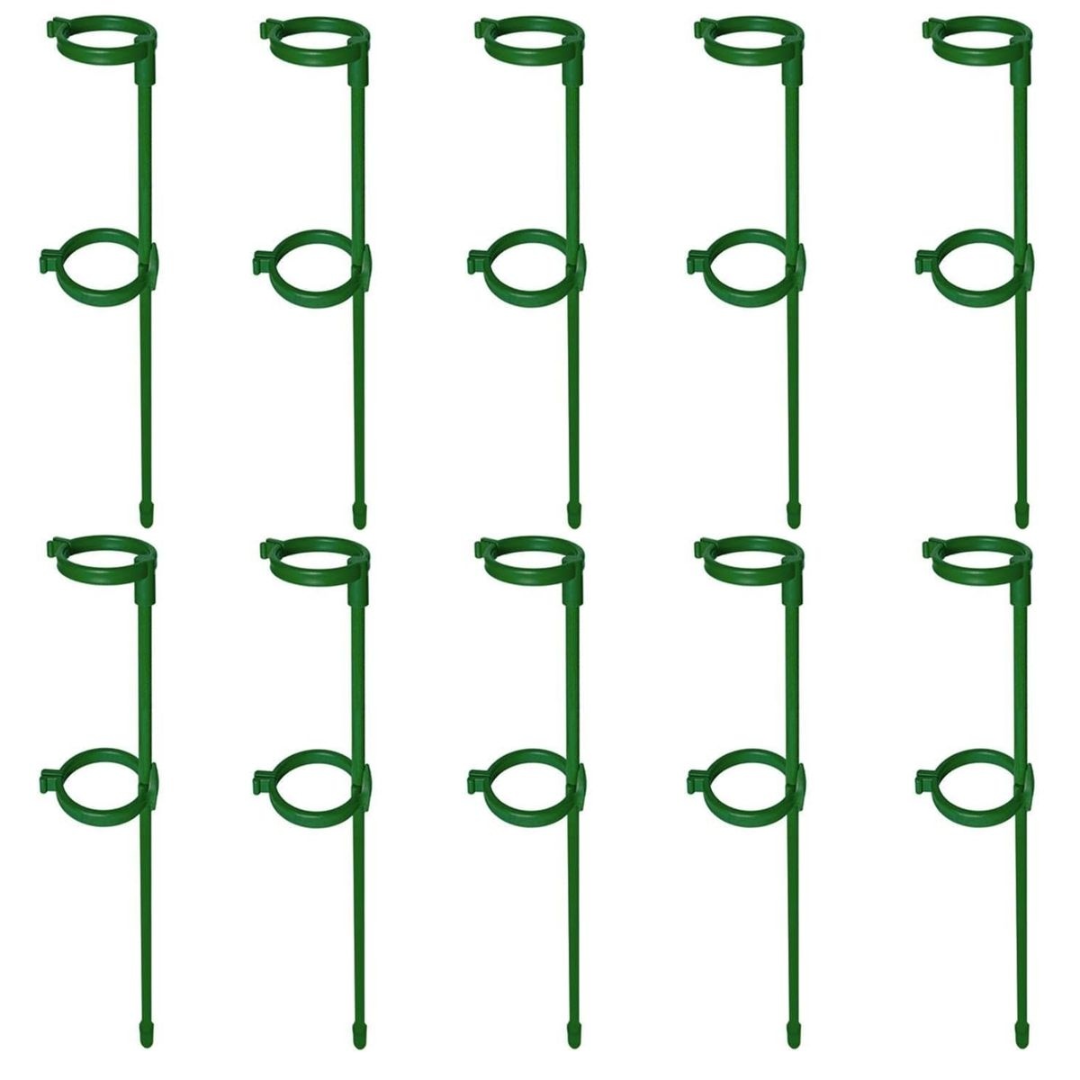 Plant Support Stakes with 20 Clips - Stem Support Rings - 10 Pack - Image 1