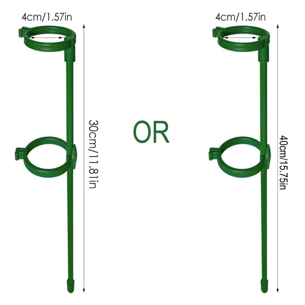 Plant Support Stakes with 20 Clips - Stem Support Rings - 10 Pack