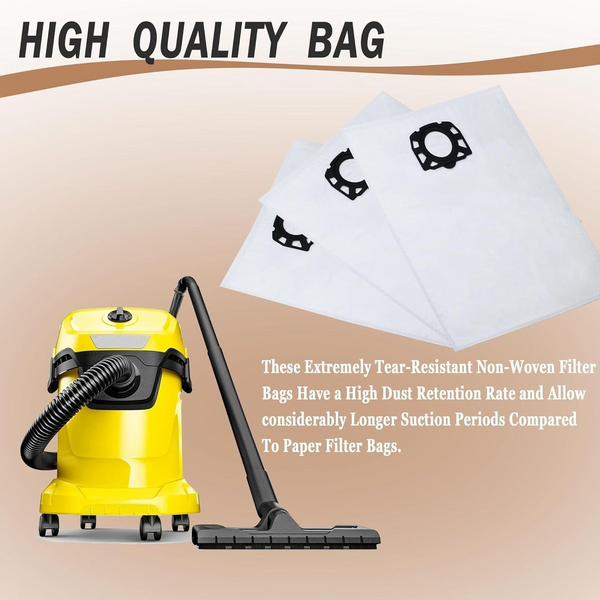 5-Pack Vacuum Bags for Karcher WD4/WD5/WD6 - KFI 487 Compatible