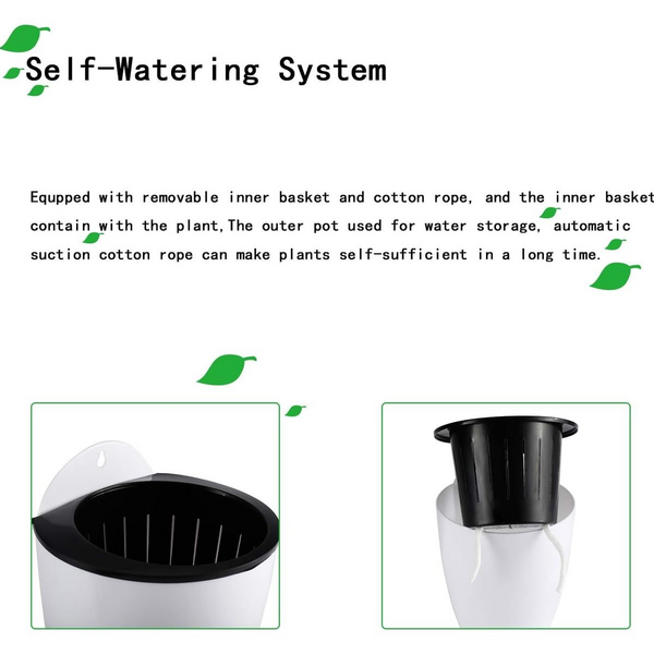 6 X Wall Hung Self Watering Plant Pots With Water Level Indicator Window