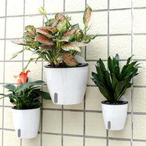 6 X Wall Hung Self Watering Plant Pots With Water Level Indicator Window - Image 3