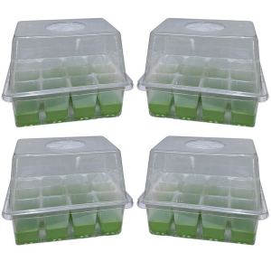 4 Pack Seed Starter Tray Kit with Silicone Bottoms & Humidity Control Vents
