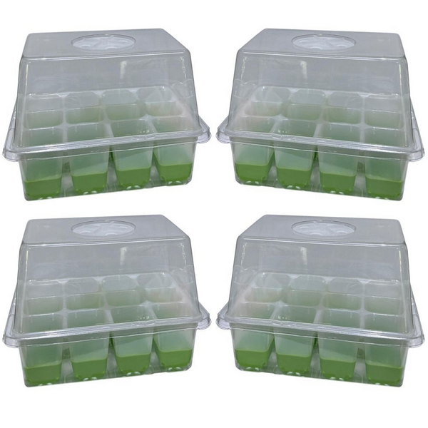 4 Pack Seed Starter Tray Kit with Silicone Bottoms & Humidity Control Vents