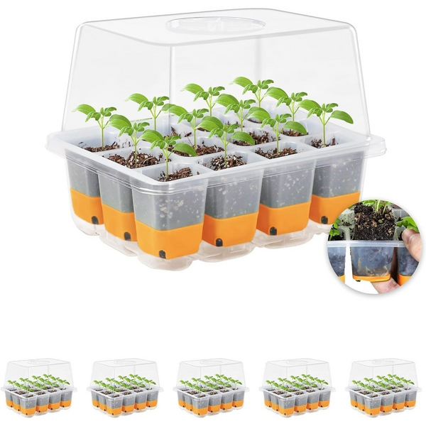 4 Pack Seed Starter Tray Kit with Silicone Bottoms & Humidity Control Vents