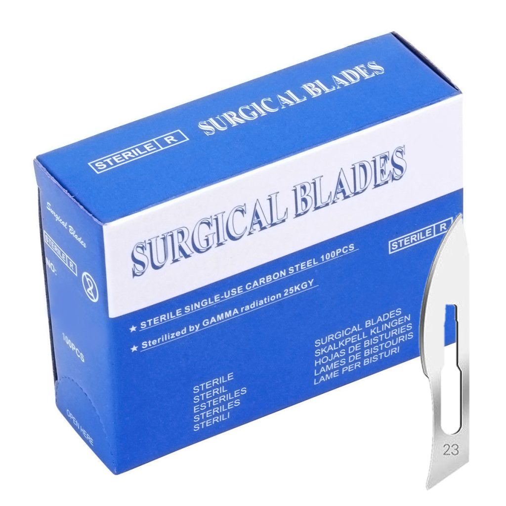 No.23 Sterile Carbon Steel Surgical Blades - 100 Pack