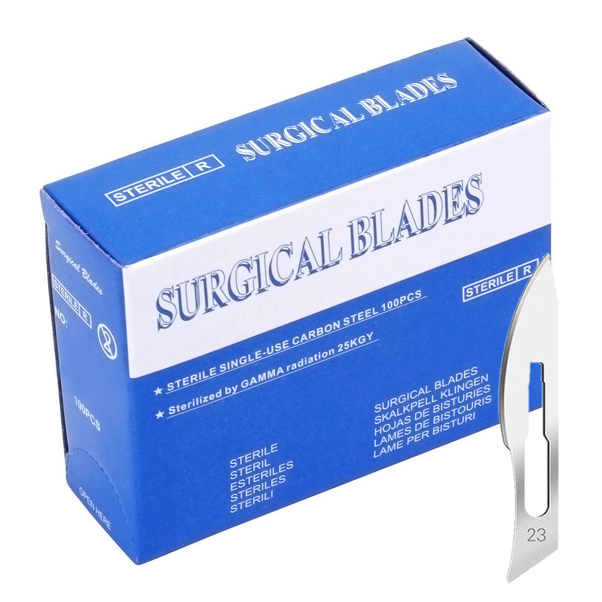 No.23 Sterile Carbon Steel Surgical Blades - 100 Pack - Image 2
