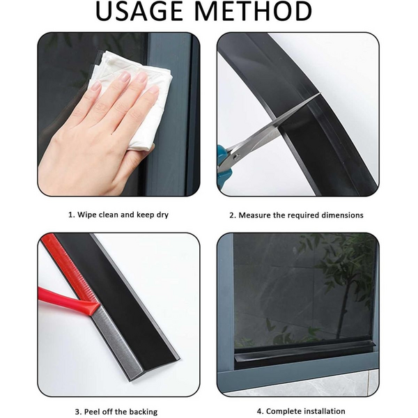 4x 50cm Self-Adhesive Rubber Water Barrier Strips
