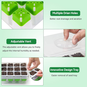 4 Pack Seed Starter Tray Kit with Silicone Bottoms & Humidity Control Vents - Image 7