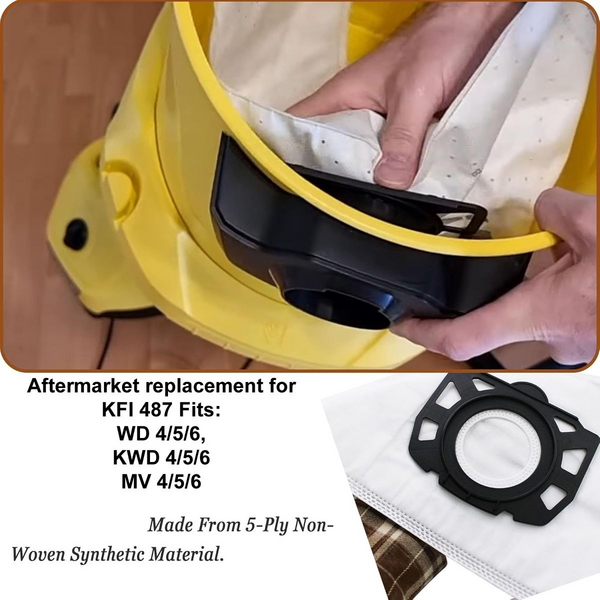 5-Pack Vacuum Bags for Karcher WD4/WD5/WD6 - KFI 487 Compatible