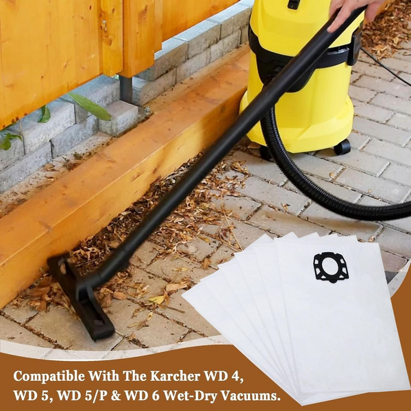 5-Pack Vacuum Bags for Karcher WD4/WD5/WD6 - KFI 487 Compatible