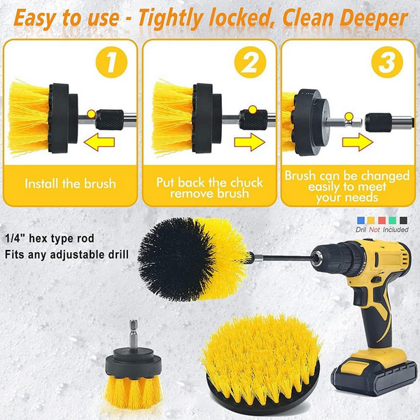 4-in-1 Drill Brush Attachment Set for Bathroom Tub Tile Kitchen & Car