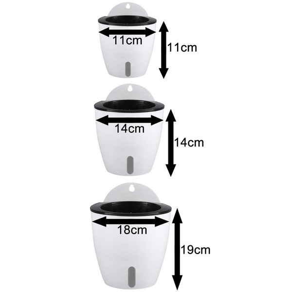 6 X Wall Hung Self Watering Plant Pots With Water Level Indicator Window