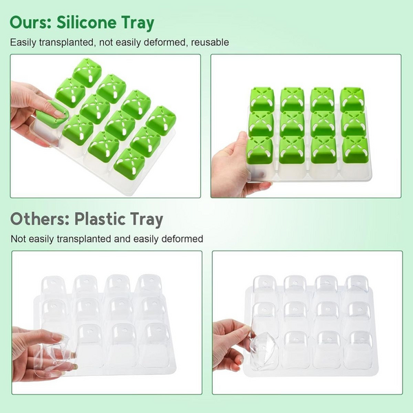 4 Pack Seed Starter Tray Kit with Silicone Bottoms & Humidity Control Vents