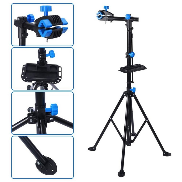 Bicycle Repair and Cleaning Stand - Twist Clamp - Black and Blue