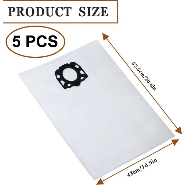 5-Pack Vacuum Bags for Karcher WD4/WD5/WD6 - KFI 487 Compatible
