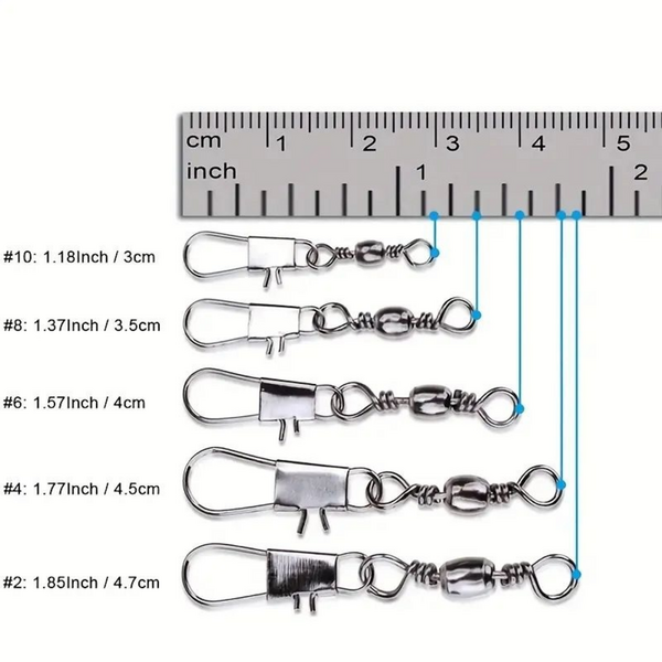 500pcs Fishing Hooks with 200pcs Barrel Snap Swivels