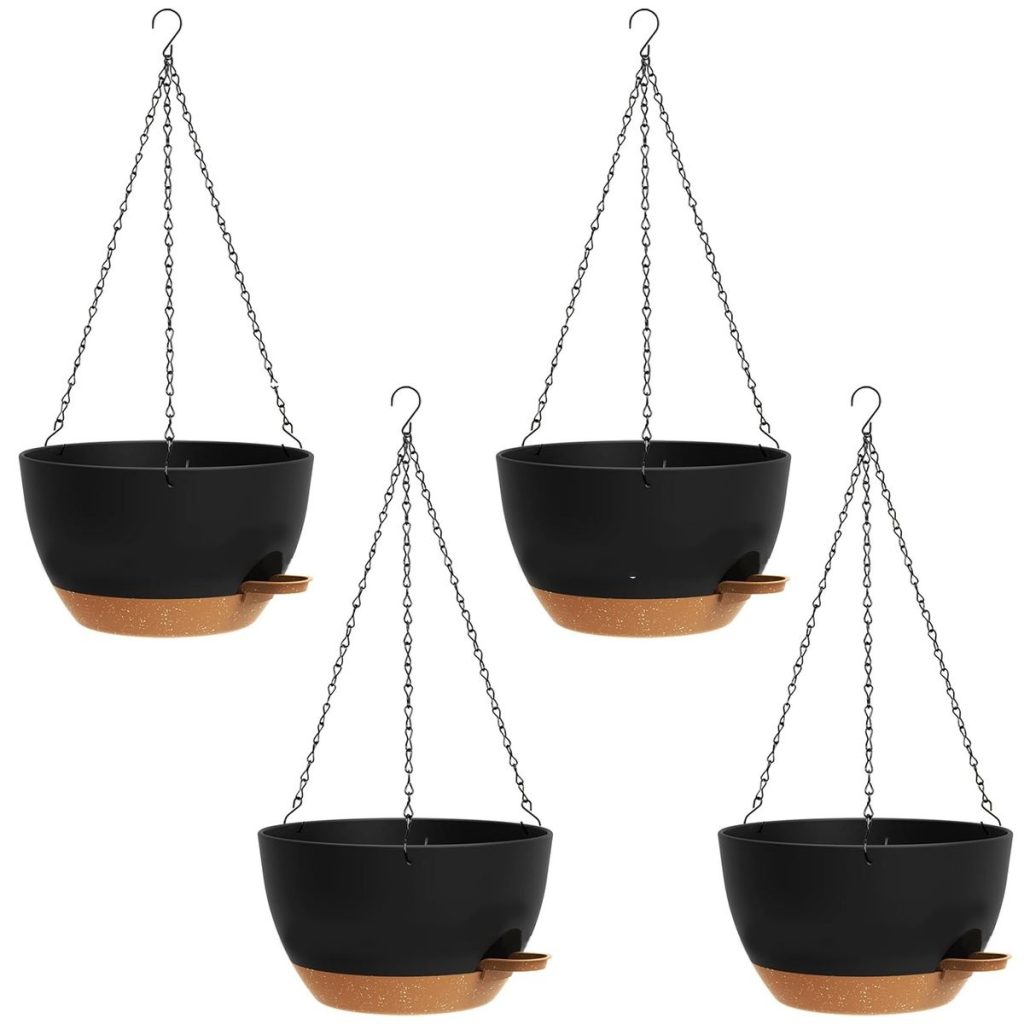 4 Pack Self-Watering Hanging Pots 20.5cm / 8 Inch