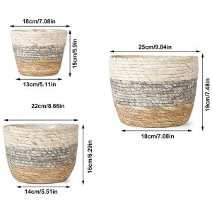 3-Pack Seagrass Plant Basket Set with Waterproof Liners (S/M/L) - Image 2
