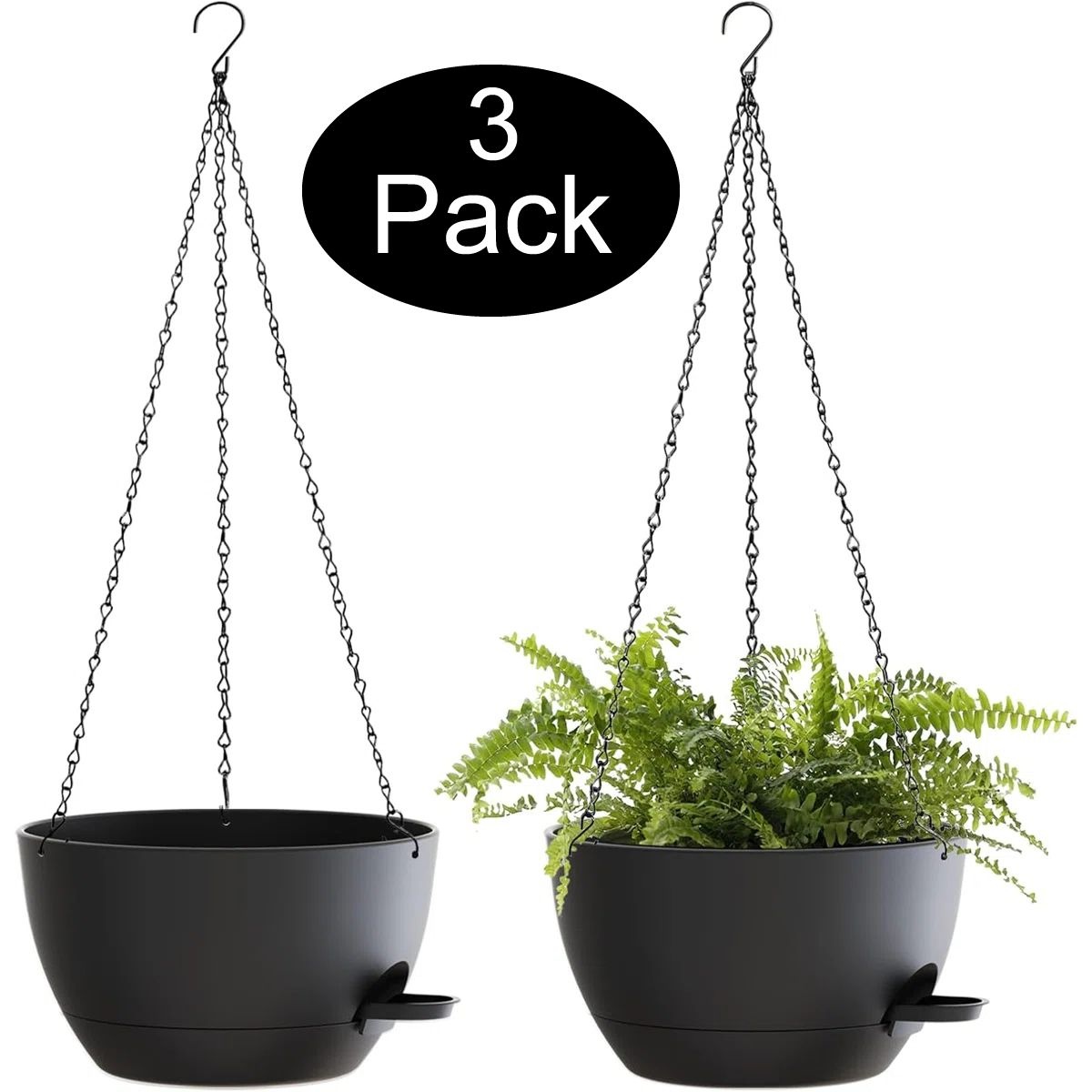 3 Pack Self-Watering Hanging Pots 25cm / 10 Inch - Image 2