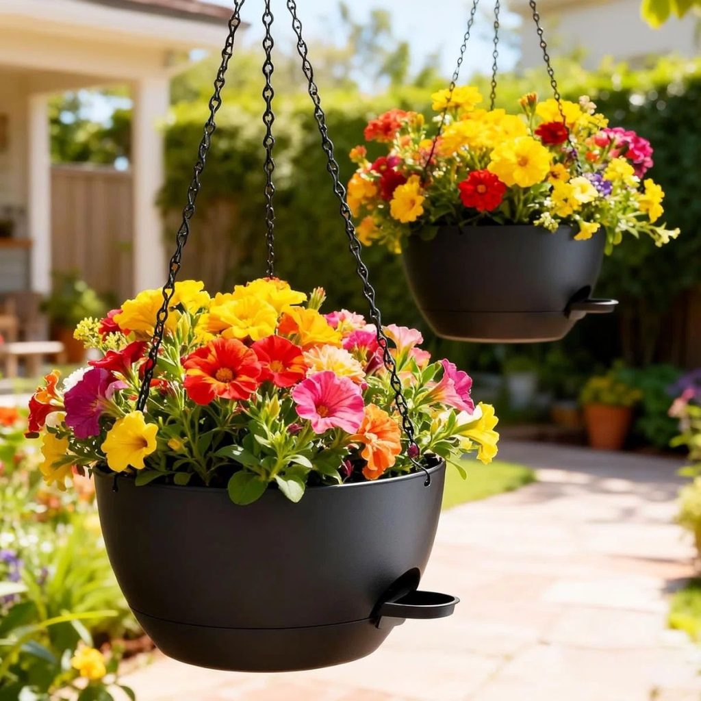 3 Pack Self-Watering Hanging Pots 25cm / 10 Inch