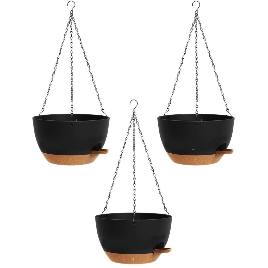 3 Pack Self-Watering Hanging Pots 25cm / 10 Inch