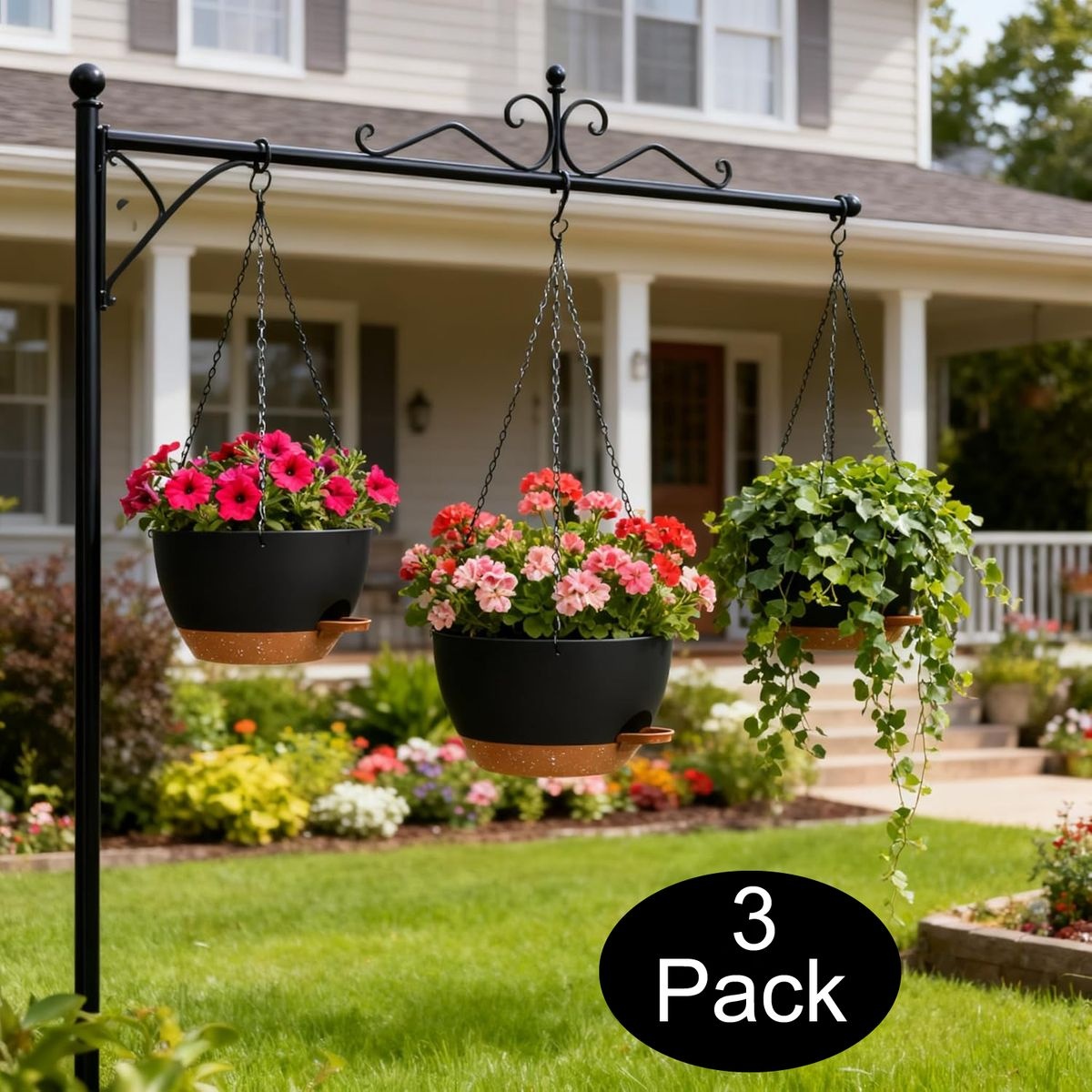 3 Pack Self-Watering Hanging Pots 25cm / 10 Inch - Image 6