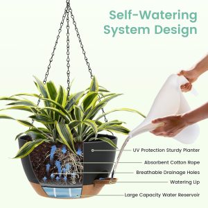 3 Pack Self-Watering Hanging Pots 25cm / 10 Inch - Image 7