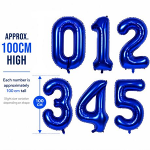 10 Pieces of Royal Blue Foil Number Balloons 0-9 Set - 100 cm Party Decor - Image 6