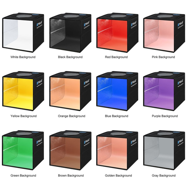 PULUZ 25cm LED Photo Softbox with 12 Colour Backdrops
